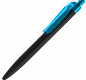 Ручка шариковая Prodir QS01 PRT-P Soft Touch, черная с голубым