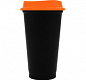 Стакан с крышкой Color Cap Black, черный с оранжевым